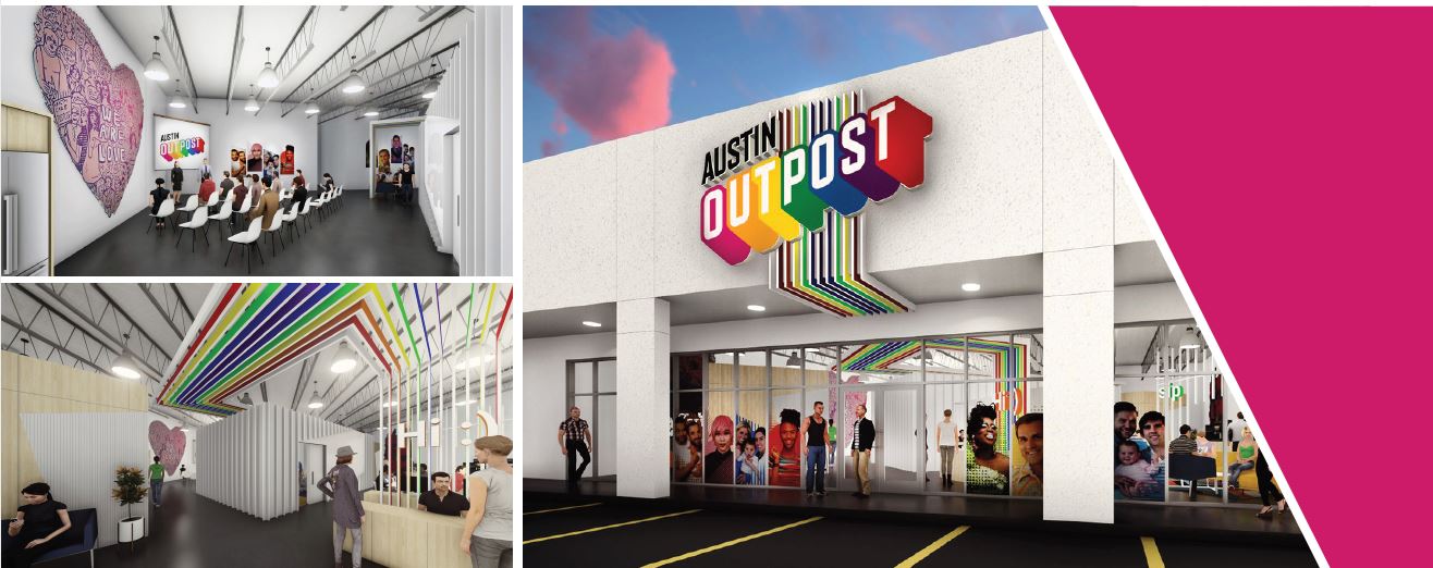 Rendering of the pop-up Austin Outpost storefront