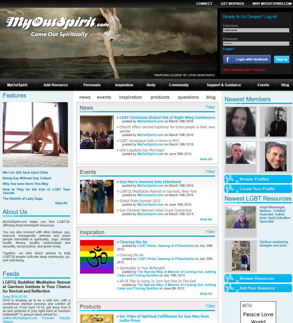 MyOutSpirit.com homepage